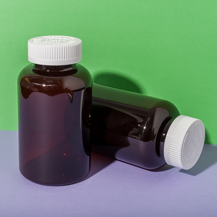 PET Plastic Amber 400cc Supplement Bottle - vista 1