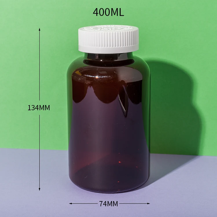 PET Plastic Amber 400cc Supplement Bottle - vista 2