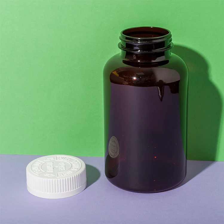 PET Plastic Amber 400cc Supplement Bottle - vista 3