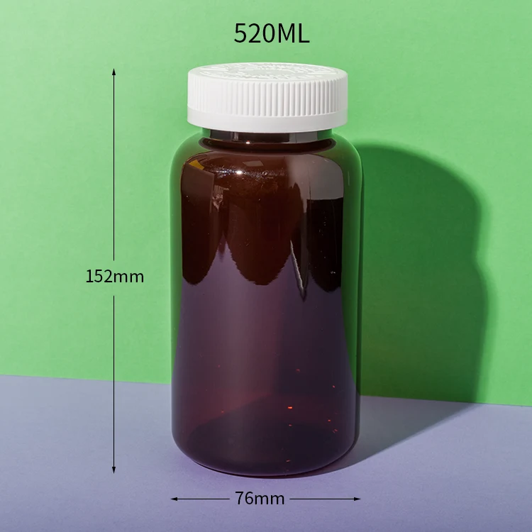 PET Plastic Amber 520cc Supplement Bottle - vista 2