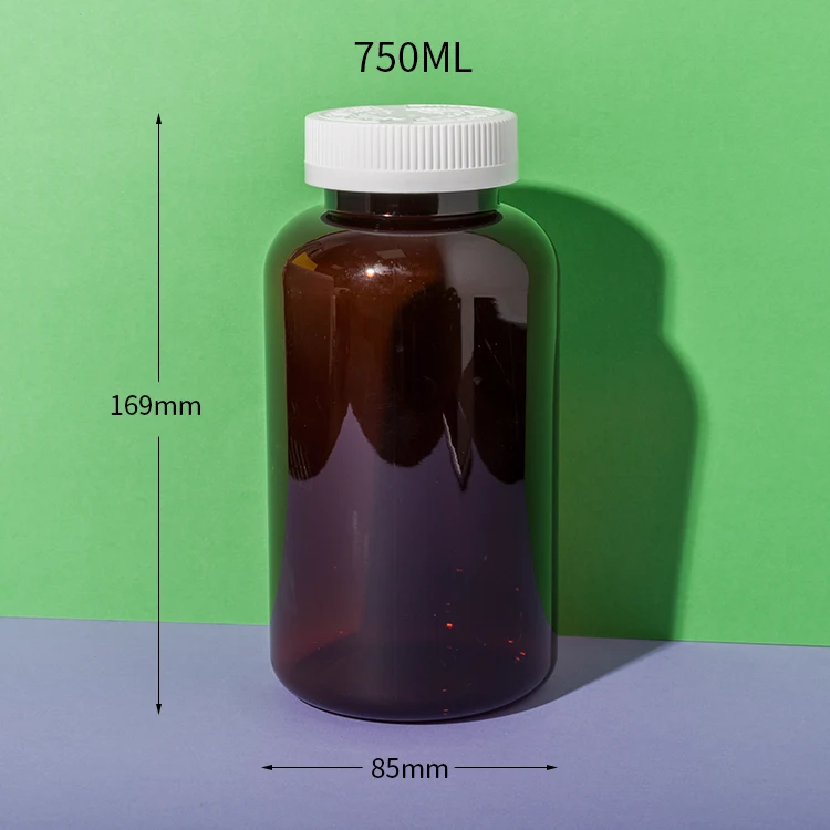 PET Plastic 750cc Amber Vitamin Bottle - vista 2