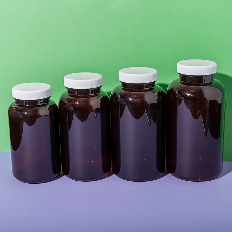 PET Plastic Amber Large Supplement Bottle - vista 1