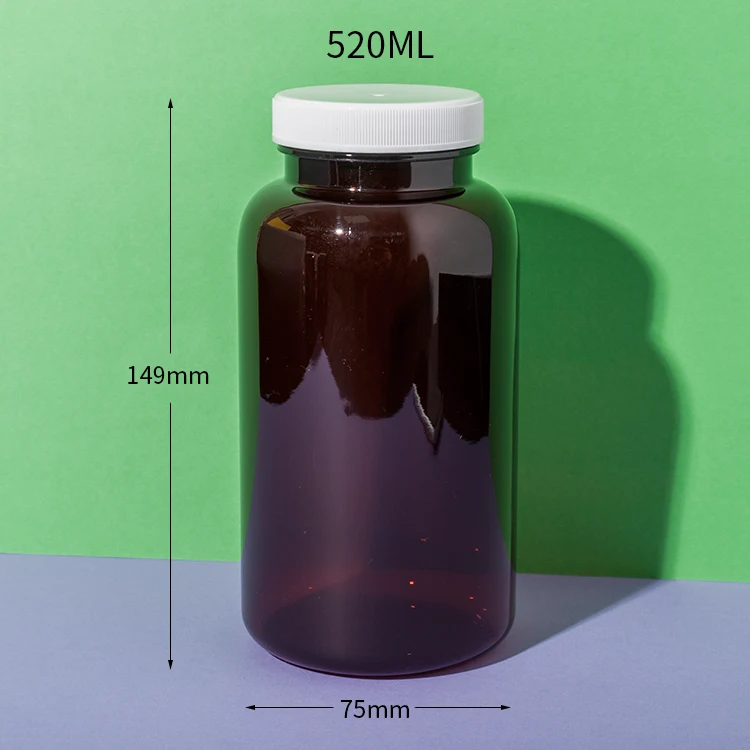 PET Plastic Amber Large Supplement Bottle - vista 3