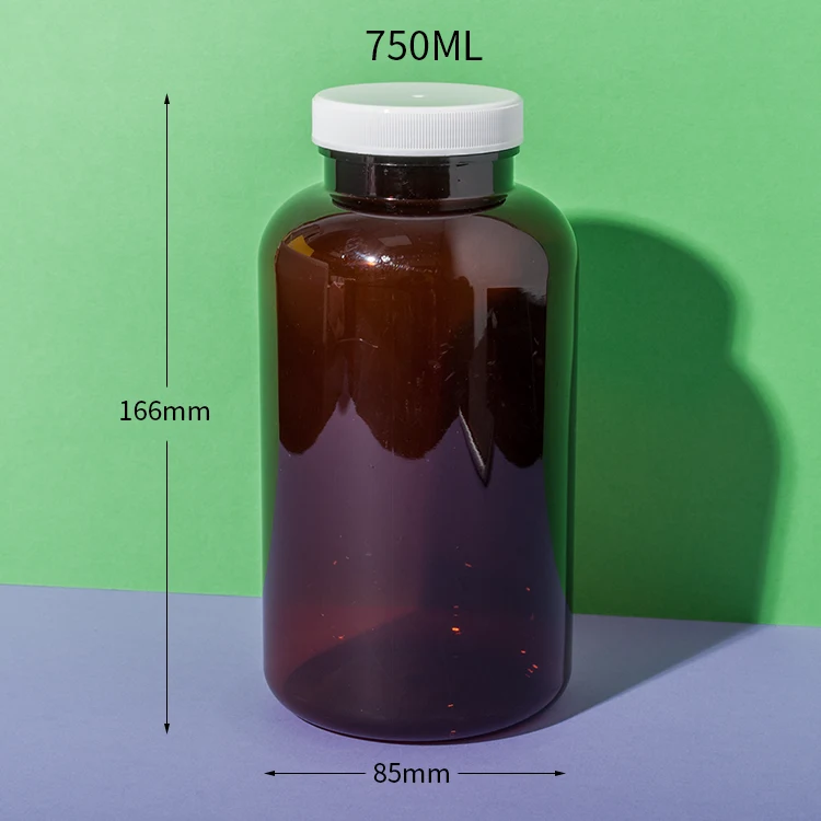 PET Plastic Amber Large Supplement Bottle - vista 5