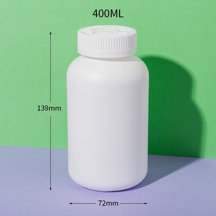 White HDPE Plastic 400cc Blank Supplement Bottle - vista 2