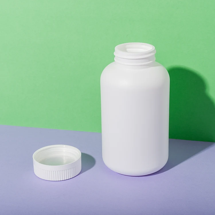 White HDPE Plastic 400cc Blank Supplement Bottle - vista 3