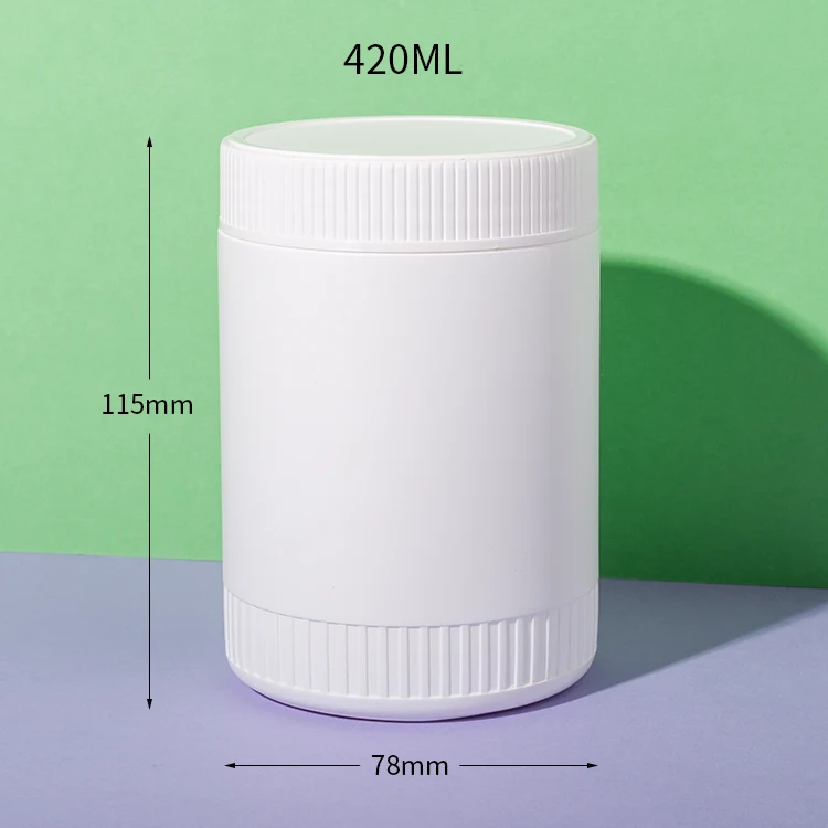 White HDPE Plastic 420cc Dietary Supplement Bottle - vista 2