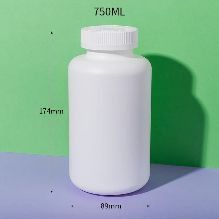 White HDPE Plastic 750cc Vitamin B12 Bottle - vista 2