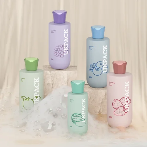 soft touch double wall PE champú botella exprimible with tamper evident disc top cap 1 — imagen 1