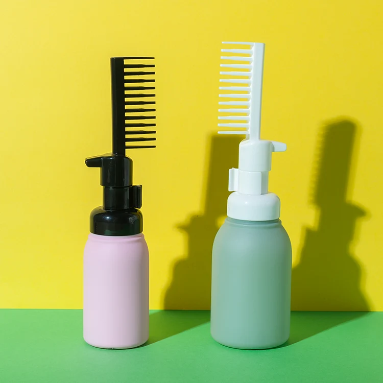 HDPE Soft-Touch Foam Hair Dye Bottle With Comb 50ML 100ML - vista 1