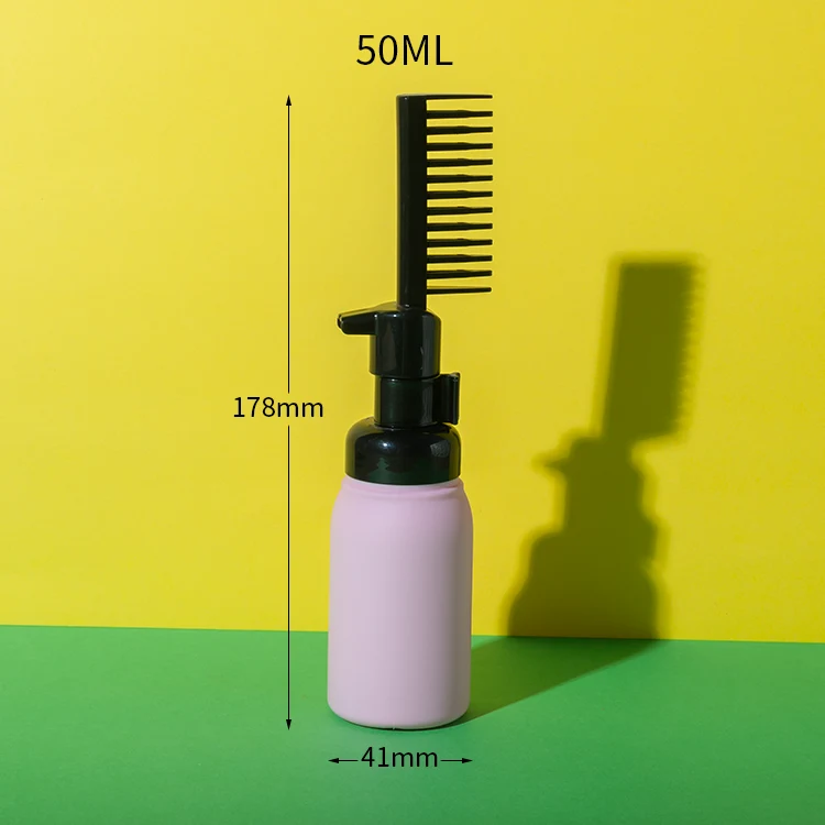 HDPE Soft-Touch Foam Hair Dye Bottle With Comb 50ML 100ML - vista 2