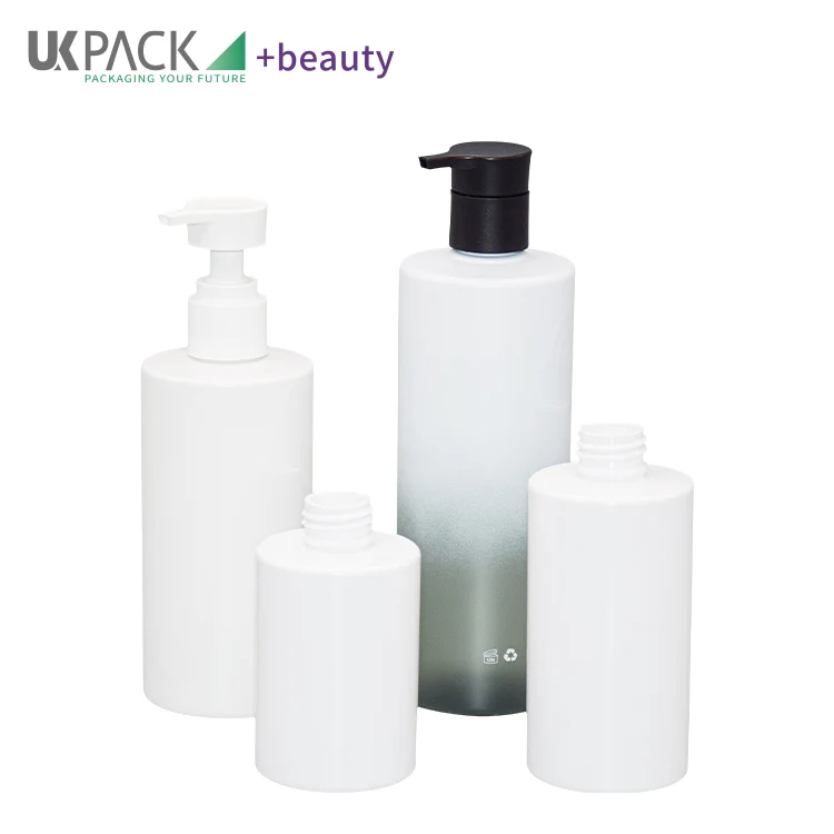 Plastic PET Lotion Bottle 200ml 150ml 300ml 400ml w/ Flat PP Pump Head - vista 3