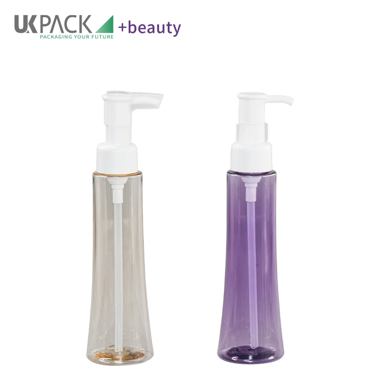 Refillable Plastic Flat Pump Lotion Cream Cleansing Oil Dispenser Makeup Remover Bottle 100ml - vista 1