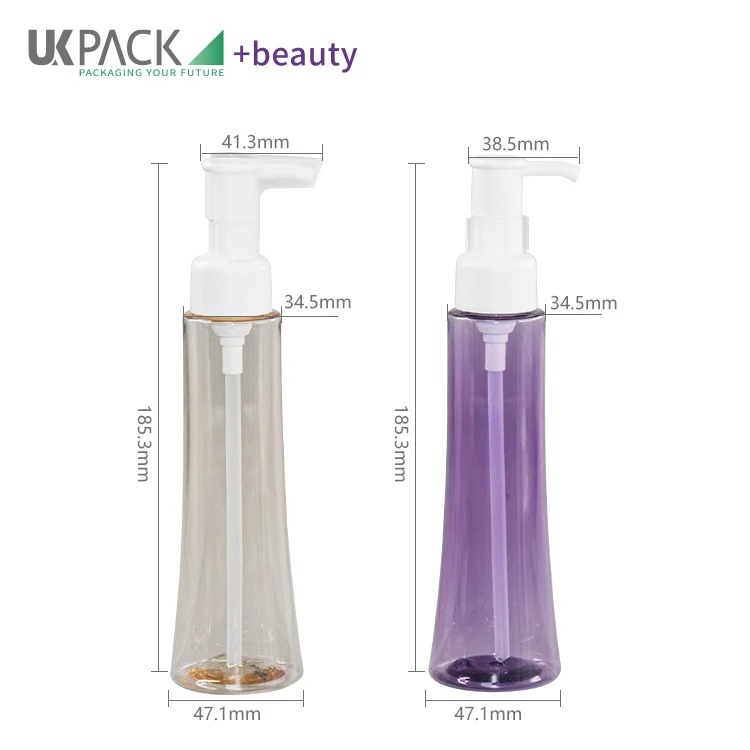 Refillable Plastic Flat Pump Lotion Cream Cleansing Oil Dispenser Makeup Remover Bottle 100ml - vista 7