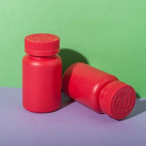 Red HDPE Plastic 120cc Packer Bottle for Supplement - vista 1
