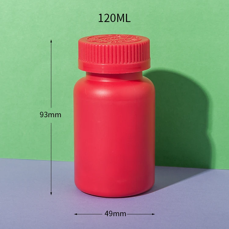 Red HDPE Plastic 120cc Packer Bottle for Supplement - vista 2
