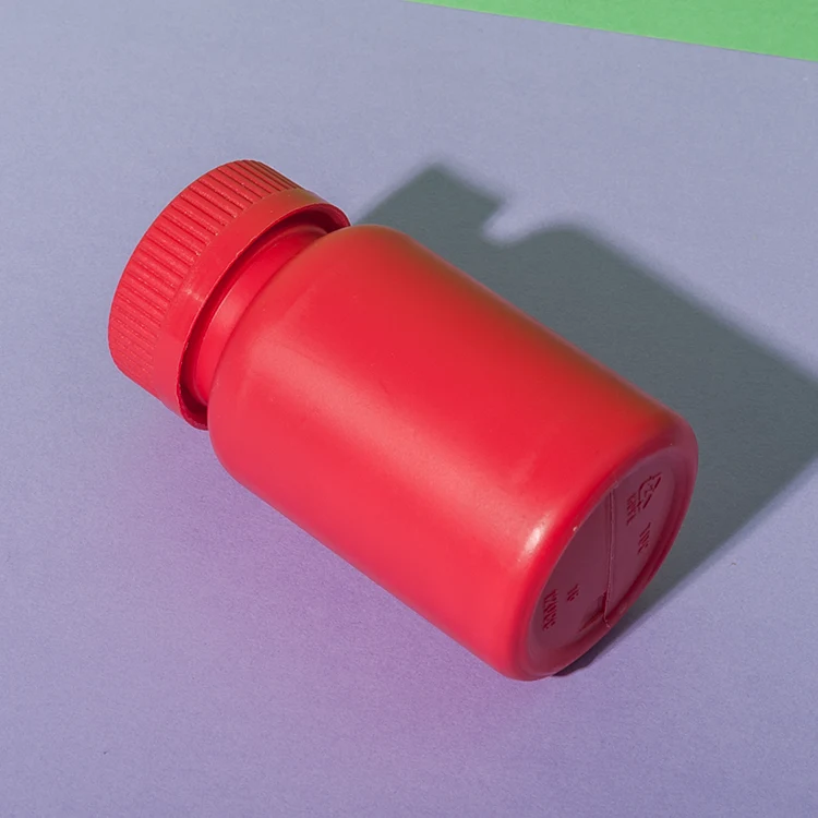 Red HDPE Plastic 120cc Packer Bottle for Supplement - vista 5