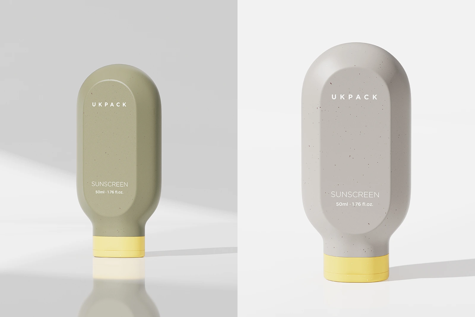 Envase tottle PE de 50 ml para protector solar inspirado en una cápsula — imagen del concepto Envase tottle PE de 50 ml para protector solar inspirado en una cápsula — imagen del concepto