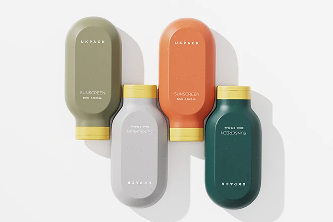 Envase tottle de PE inspirado en una cápsula para protector solar de 50 ml