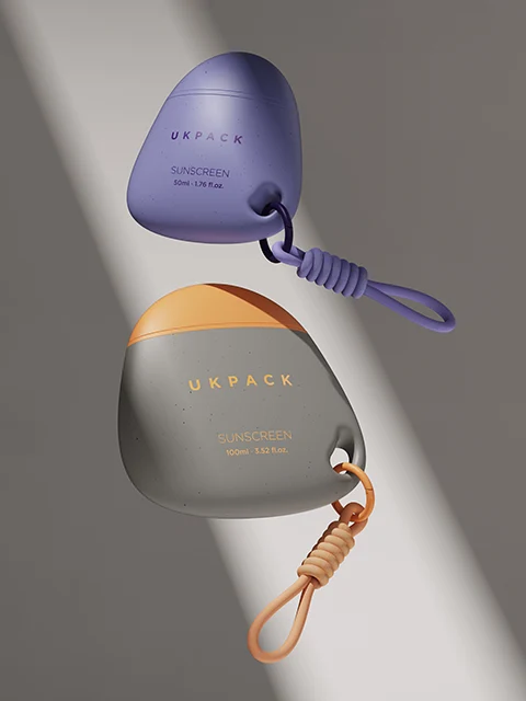 Envase tottle con forma de huevo de 50 ml para protector solar — imagen del concepto Envase tottle con forma de huevo de 50 ml para protector solar — imagen del concepto