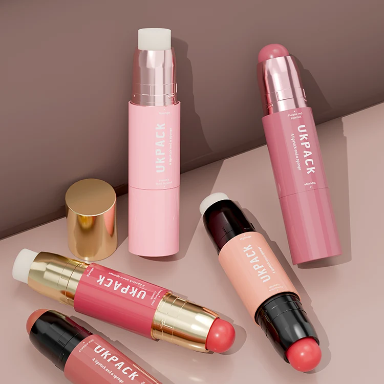 Tubo de labial doble con aplicadores multifunción – 4 double sided lipstick tube with sponge applicator - 1