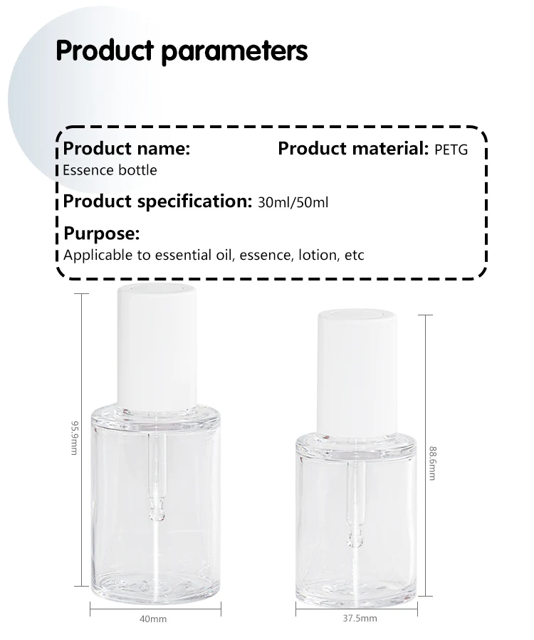 Frasco cuentagotas pequeño PETG de 30 ml — detalle de componentes — imagen 6