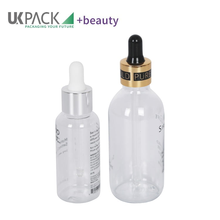 Frasco cuentagotas PET de plástico personalizable de 60 ml y 100 ml — detalle de componentes — imagen 3