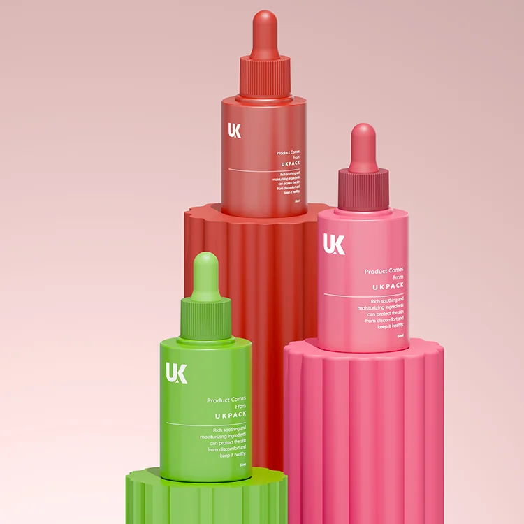 Frascos cuentagotas PETG de 30 ml/50 ml con textura de encaje — detalle de componentes — imagen 5