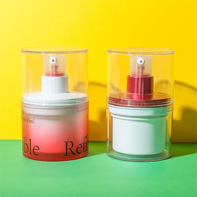 Tarro airless recargable de PETG con dispensación de conservación