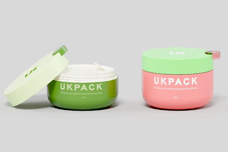 Tarro para bálsamo limpiador con espátula integrada de 12 g a 200 g – 2 cleansing balm jar opening design with inner lid and integrated spatula