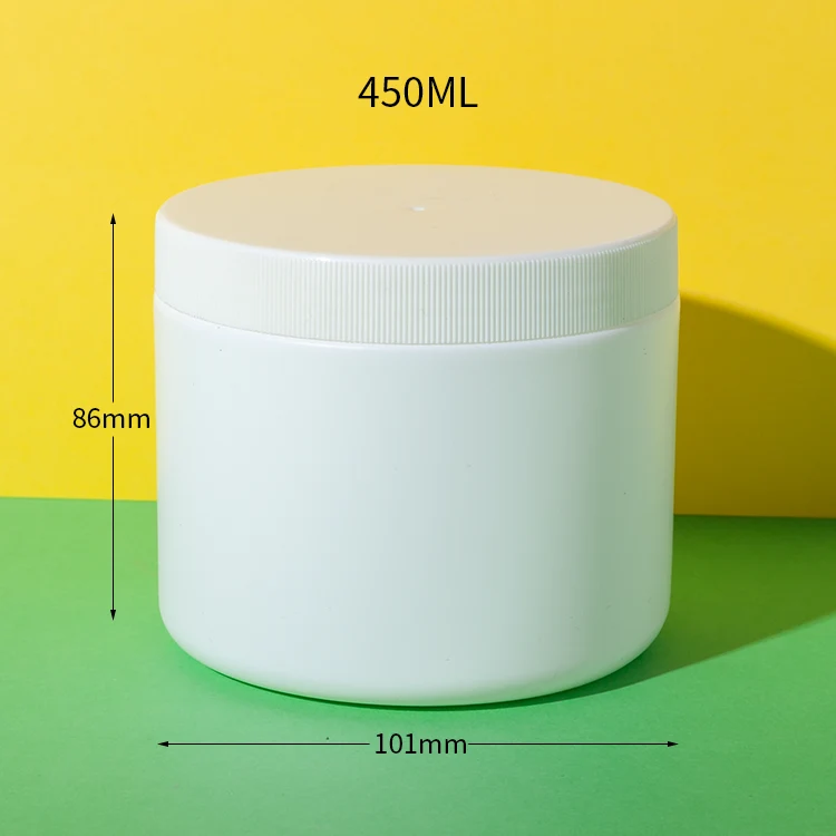 HDPE Plastic Hair Butter White Container 450ML - vista 2