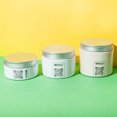 Tarro cosmético de PET con tapa de aluminio de 200 g, 300 g y 400 g