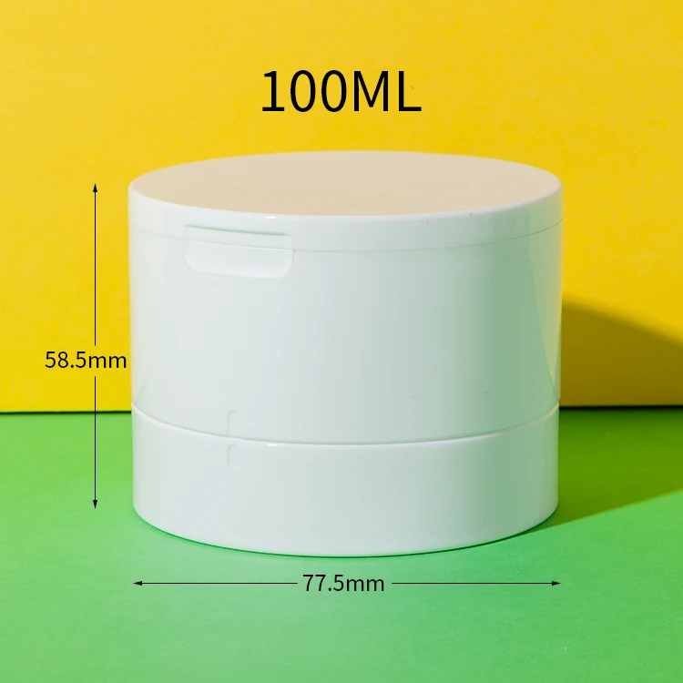 Tarro cosmético recargable con tapa flip-top – 2 pp plastic flip top refillable cosmetic jar 100ml - 1