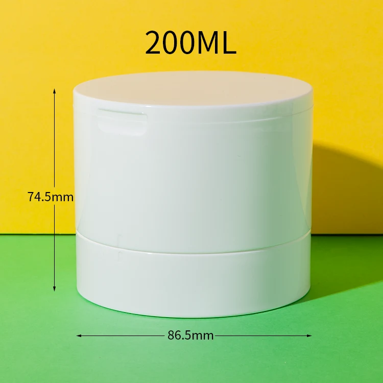 Tarro cosmético recargable con tapa flip-top – 4 pp plastic flip top refillable cosmetic jar 200ml - 1