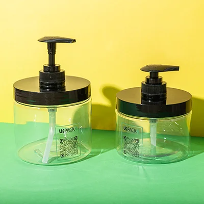 Tarro de PET de 300 ml y 400 ml con dosificador para cosmética
