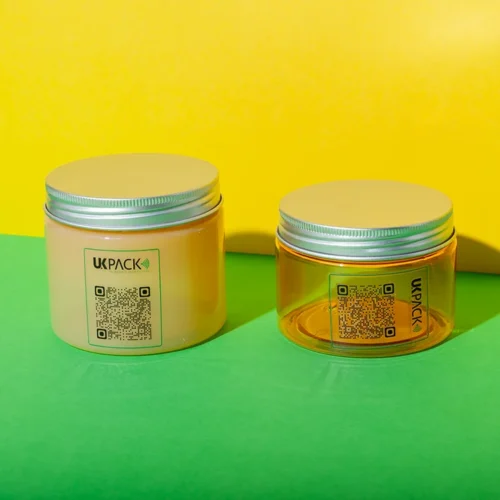 Tarro cosmético de PET con tapa de aluminio de 150 ml y 200 ml – vista 1
